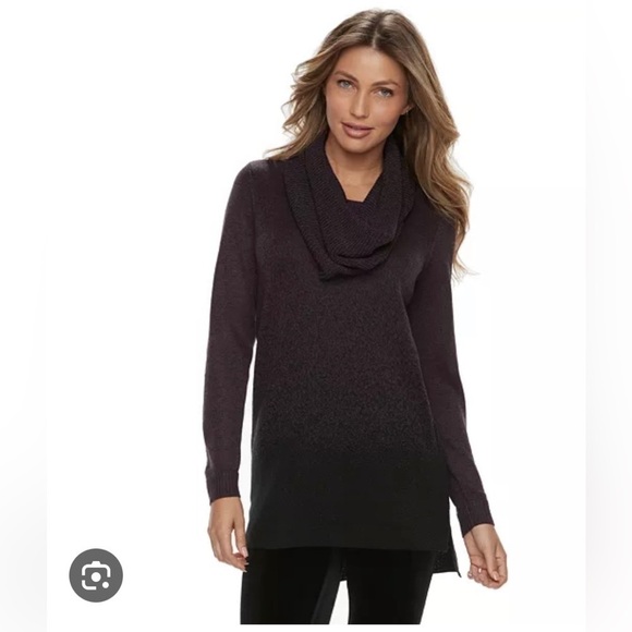 Apt. 9 kohls holiday Knit Sweater Removable Cowl Neck Scarf Large - Picture 1 of 8